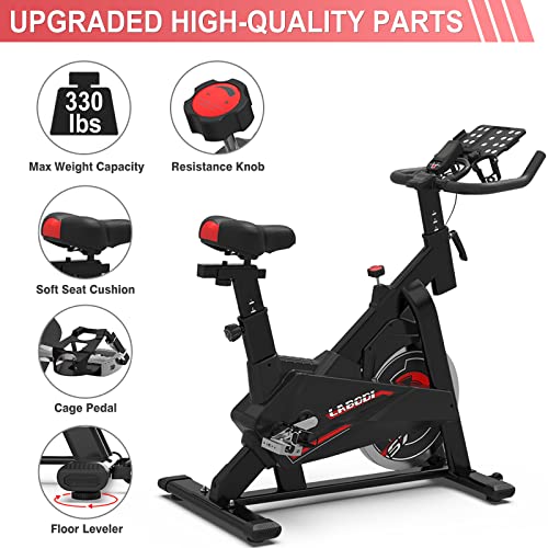 LABODI Indoor Cycling Bike Stationary, Exercise Bike for Home Cardio Gym, Workout Bike with 35 Lbs Flywheel & Thickened Frame Upgraded Version (Black)