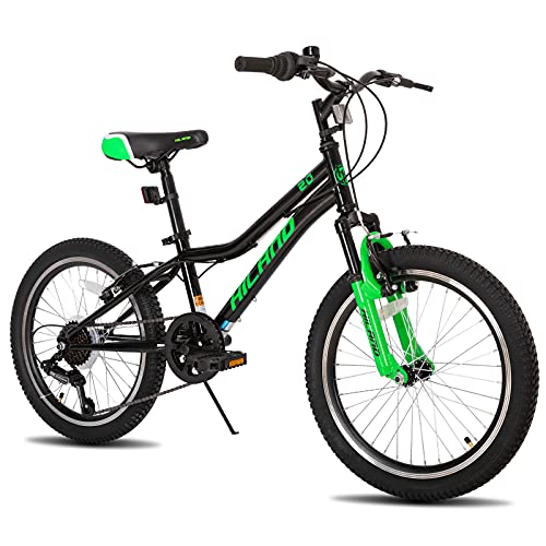 Hiland 20 Inch Kids Mountain Bike Shimano 7 Speed for Ages 5-9 Years Old Boys Girls Black