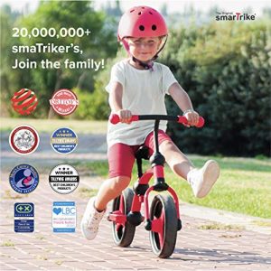 smarTrike Toddler Balance Bike - Lightweight & Adjustable Kids Balance Bike, Red (105-0100), Small