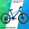 HILAND Kid Mountain Bike,Internal Cable, Magnesium Alloy Frame, 7 Speeds, Disc Brake, with Suspension Fork for Boys Girls