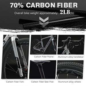 SAVADECK Carbon Gravel Road Bike, Carbon Fiber Frame Adventure Bike with Shimano 105 R7000 Groupset, 700C Wheels 22 Speeds Disc Brake Racing Bike with Carbon Fork