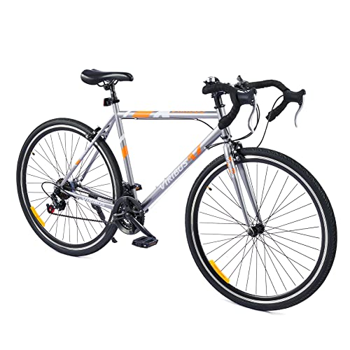 Viribus Adult Road Bike 21 Speed 27.5 Inch, Gravel Bike for Men & Women | On or Offroad Bicycle | 650b All Terrain Bicycle with Light Steel Frame Drop Bar Handles and Adjustable Seat