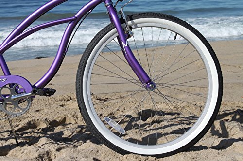 Firmstrong Urban Lady Seven Speed Beach Cruiser Bicycle, Purple w/Black Seat, 15.5 inch/Large, (15200)