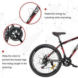 PanAme Mountain Bike with Lock-Out Suspension Fork, 21-Speed Shimano Drivetrain, 26 inch 3/Nomal Spokes Wheels, Updated Dual Disc Brake, MTB Bicycle, Multiple Colors, X3-Black