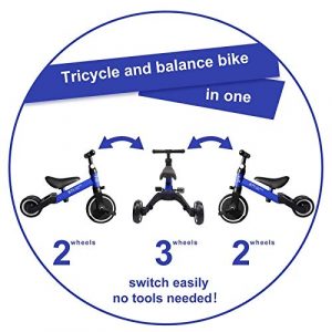 67i Kids Tricycles for 1-3 Year olds 3 in 1 Tricycle Toddler Bike for 1 to 3 Years Old Kids Trike Convertible Trike Adjustable Seat and Removable Pedal Ideal Gift Tricycle for Boys Girls Age 2 (Blue)