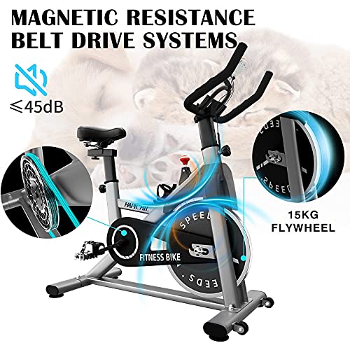 HAPICHIL Indoor Cycling Bike, Exercise Bikes Stationary Bike with 35 LB Flywheel Magnetic Resistance 330 LB Capacity, Comfortable Seat Cushion & LCD Monitor Tablet Holder for Home Office Workout Cardio Training