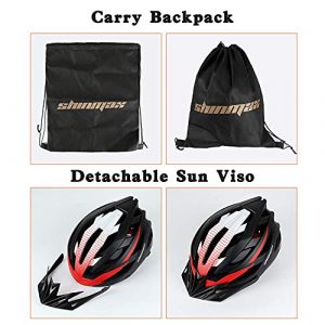 Bike Helmet for Men Women, Shinmax Bicycle Helmet with USB Charging Light Detachable Sun Visor Portable Bag Reflective Straps Mountain Road Cycling Helmet(Bc-025)