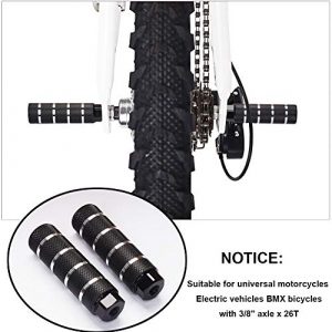 Amotor Bike Pegs, 2Pcs Aluminum Alloy Anti-Skid Lead Foot BMX Pegs (Black)