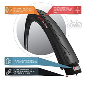 Fincci Pair 700 x 25c Foldable 120 TPI Bike for Race Road Racing Bicycle - Pack of 2