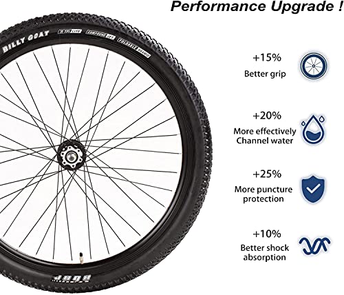 Obor Billy Goat Foldable Replacement Bike Tire MTB Mountain Bike Tire 26 27.5 29x2.1，Fit Your Wheels Perfectly (26x2.1, Black Side)