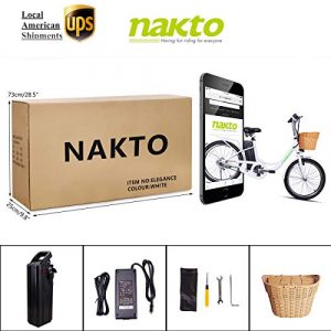 NAKTO Electric Bicycle for Women Men and Adults Ebike with Removable 250W/36V/10AH Lithium Battery,Electric Bike with Free Lock