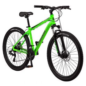 Mongoose Switchback Trail Adult Mountain Bike, 21 Speeds, 27.5-Inch Wheels, Mens Aluminum Small Frame, Neon Green