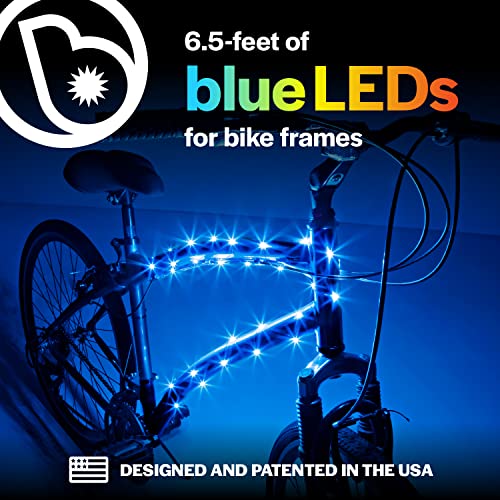 Brightz CosmicBrightz LED Bike Frame Rope Light, Blue - 6.5-Foot String Rope - Battery-Powered with On/Off Switch - Ultra Bright Color Keeps Your Ride Fun and Safe for Kids, Teens, & Adults
