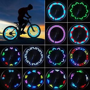 Bike Wheel Lights, LED Waterproof Bicycle Spoke Light, Bright Safety Tire Lights with Auto ON/OFF, 30pcs Changes Patterns Cool Tire Lights for Mountain Bike/Road Bikes/Hybrid Bike/Folding Bike
