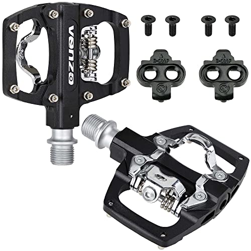 Venzo Multi-Use Compatible with Shimano SPD Mountain Bike Bicycle Sealed Clipless Pedals - Dual Platform Multi-Purpose - Great for Touring, Road, Trekking Bikes - Size: 85 x 80 mm = 3.3 x 3.1 inch