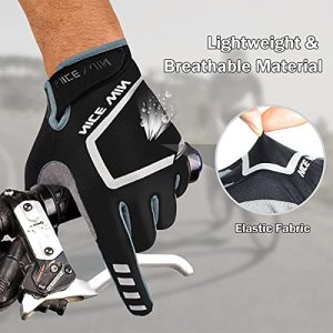 NICEWIN Cycling Gloves Mountain Bike Gloves Men Women - Road Bicycle Biking Gloves Padded Anti-Slip Touch Screen Grey L
