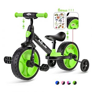 Afranti Toddler Tricycle 3 in 1 Baby Balance Bike for 18 Months to 5 Years Old Kids Trike Girls Boys Training Bicycle with Adjustable Seat Removable Pedals & Training Wheels for Kids 31.5
