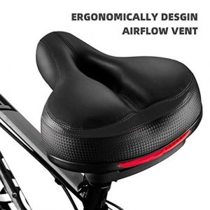 Roguoo Bike Seat, Most Comfortable Bicycle Seat Dual Shock Absorbing Memory Foam Waterproof Bicycle Saddle Bike Seat Replacement with Refective Tape for Mountain Bikes, Road Bikes