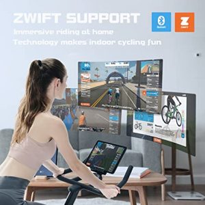 BANCON Magnetic Resistance Exercise Bike Indoor Cycling Bike Stationary Zwift Bluetooth Quiet Belt Drive Hidden Flywheel (Black)