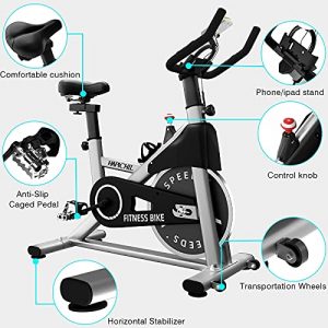 HAPICHIL Indoor Cycling Bike, Exercise Bikes Stationary Bike with 35 LB Flywheel Magnetic Resistance 330 LB Capacity, Comfortable Seat Cushion & LCD Monitor Tablet Holder for Home Office Workout Cardio Training