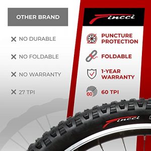 Fincci Pair 29 x 2.25 Inch 57-622 Foldable 60 TPI All Mountain Enduro Gravel Tires with Nylon Protection for MTB Hybrid Bike Bicycle - Pack of 2