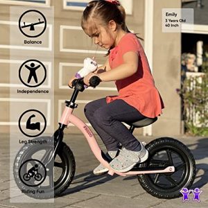 KRIDDO Toddler Balance Bike 2 Year Old, Age 18 Months to 4 Years Old, Early Learning Interactive Push Bicycle with Steady Balancing and Footrest, Gift Bike for 2-3 Boys Girls, Pink