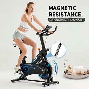 Leikefitness Exercise Bike,Indoor Cycling Bike, Stationary Bike Magnetic Resistance Quiet and Smooth for Home Cardio Workout with Digital Monitor P80400(Black)