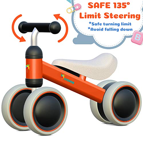 Baby Balance Bike - Baby Bicycle for 6-24 Months, Sturdy Balance Bike for 1 Year Old, Perfect as First Bike or Birthday Gift, Safe Riding Toys for 1 Year Old Boy Girl Ideal Baby Bike (Orange)