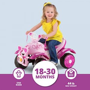 Kid Trax Toddler Disney Princess Electric Quad Ride On Toy, Kids 1.5-3 Years Old, 6 Volt Battery and Charger Included, Max Weight 45 lbs, Princess Pink