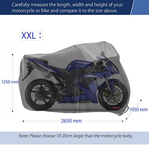 Motorcycle Cover,WDLHQC Waterproof Motorcycle Cover All Weather Outdoor Protection,Oxford Durable & Tear Proof,Fit for 105 inch Motors