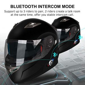 FreedConn Motorcycle Bluetooth Helmet,Bluetooth Integrated Modular Flip up Full Face Motorcycle Helmet,Dual Visor Modular Bluetooth Helmet,DOT Approved Helmets with Gloves(Gloss Black,Medium)