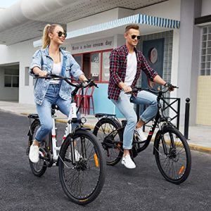 VIVI Electric Bike, 26 Inch Electric Bicycle for Adults, 350W City Cruiser Ebike with 8AH Removable Battery, Shimano 7 Speed Commuter Bike for Women Men