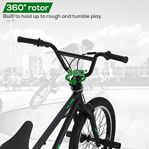 Hiland 20 Inch Kids Bike BMX Bicycles Freestyle for Boys Teenagers Black Green