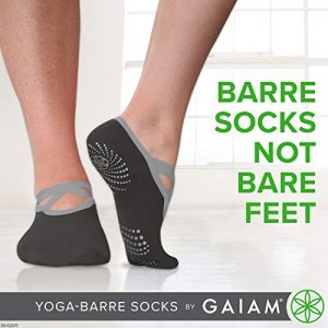 Gaiam Grippy Barre Socks for Extra Grip in Standard or Hot Yoga, Barre, Pilates, Ballet or at Home for Added Balance and Stability, Black/Grey
