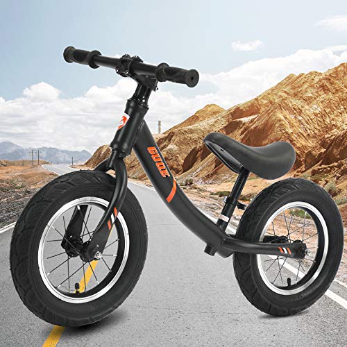 GUQE Balance Bike for Children 12 inch No Foot Pedal Sport Walking Training Bicycle for 2-6 Years Boys and Girls (Black)