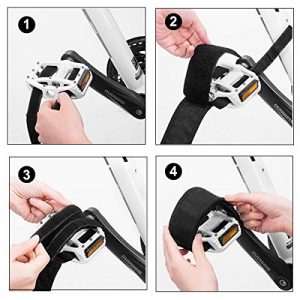 HQdeal 1 Pair Universal Bicycle Fixed Strap Anti-Slip Double Adhesive Pedal Toe Clip Strap Cycling Pedal Accessory (Black)