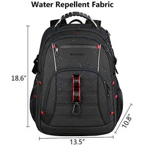 KROSER Travel Laptop Backpack 17.3 Inch XL Computer Backpack Stylish College Backpack with RFID Pockets USB Charging Port REFLECTIVE STRIPS Water-Repellent Day pack for School/Business/Men/Women-Black
