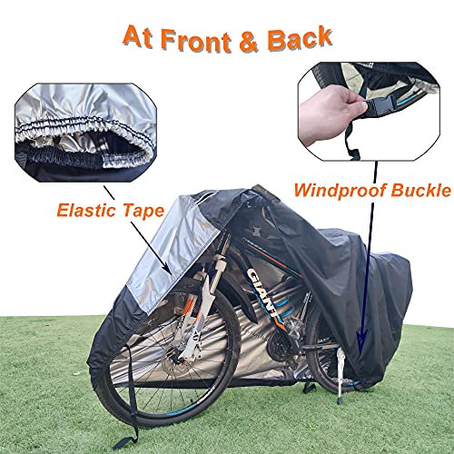 SEAZEN Bike Cover for 2 or 3 bikes, Outdoor Storage Waterproof Bicycle Covers Rain Sun UV Dust Wind Proof with Lock Hole, Heavy Duty Bike Covers with Storage Bag for Mountain Road Electric City Bike
