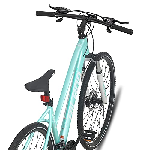 Hiland 700C Hybrid Bicycle with Suspension Fork Aluminum City Commuter Comfort Bike Mint Green