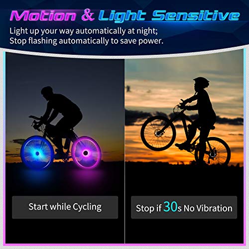 PRUNUS Rechargeable LED Cycling Hub Light Waterproof Bike Wheel Light Fun Bike Wheel Safe Decoration for Kids, Girls, Boys, Child, Children, Adults, Mountain Bike, BMX Bike, Folding Bike