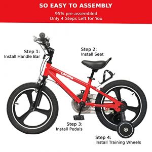 VALUE BOX Kids Bike 16 Inch Kids Bicycles with Training Wheels for Boys Girls Ages 3+ Years BMX Bikes, Handbrake and Rear Brake with Kickstand, Cup Holder