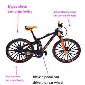 Ailejia Alloy Bicycles Ornament Model Racing Bike Mountain Finger Bicycle Toy Mini Bicycle Vehicles Party Decorations Crafts for Home (Black Orange)