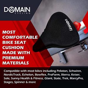 Domain Cycling Bike Seat Cushion for Women and Men - Gel Bike Seat Cover Compatible with Peloton, Exercise, Stationary and Road Bikes for Extra Comfort, 10.5