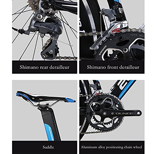 XLX- XC7000 Road Bike 700C Light 54CM Aluminum Frame Road Bicycle (14 Speed Black-Blue)