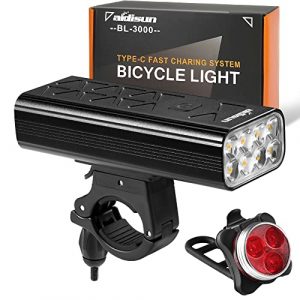 Bike Lights for Night Riding, 2760 Lumens USB Rechargeable 8 LED Bicycle Light, 5 Modes Bike Headlight Lasting 42 Hours, Bike Lights Front and Back Great for Road, Mountain, Commuter Bicycles Cycling