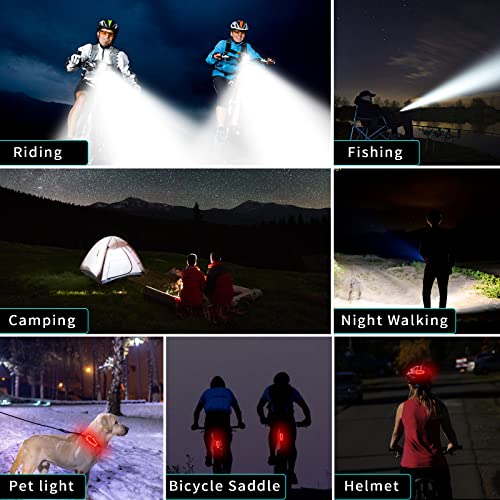 Super Bright 8000 Lumens Bike Lights Front and Back,USB Rechargeable LED Bicycle Headlight,12Modes up to 15+Hours,Powerful Waterproof Bike Headlight Taillight for Cycling Road Mountain,Commuters