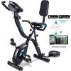 ANCHEER 3 in1 Indoor Exercise Slim Folding Bike, Stationary Cycle Recumbent Bike, Compact Magnetic Upright with App Program&Twister Plate& Heart Monitor - Perfect Home Exercise Machine for Cardio