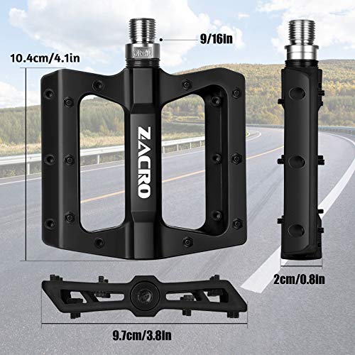 Zacro Mountain Bike Pedal Nylon BMX Pedals 9/16" Raceface Chester Pedals Platform Bicycle Flat Pedals - Black