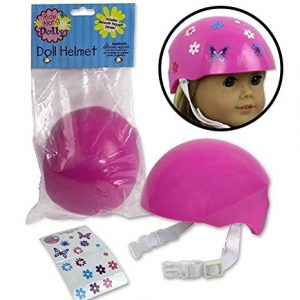 Pink Bike Helmet for American Girl & 18" Dolls - Includes Doll Bicycle Helmet w Decorative Decal Stickers Accessory