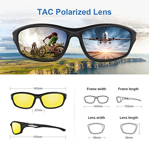 Duduma Polarized Sports Sunglasses for Men Women Running Cycling Fishing Golf Driving Shades Sun Glasses Tr90(black matte frame with yellow lens)